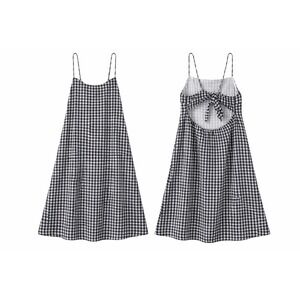 American Eagle Gingham Mini Dress Womens Large Flowy Tie Back Cottagecore Preppy